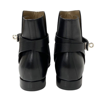 Hermes Neo Boots Short Boots Shoes Leather Black Silver Kelly Hardware