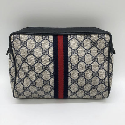 Gucci Clutch Bag Second Bag Pouch GG Supreme Vintage Old Gucci Navy Ladies Men
