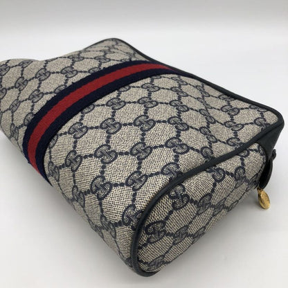 Gucci Clutch Bag Second Bag Pouch GG Supreme Vintage Old Gucci Navy Ladies Men