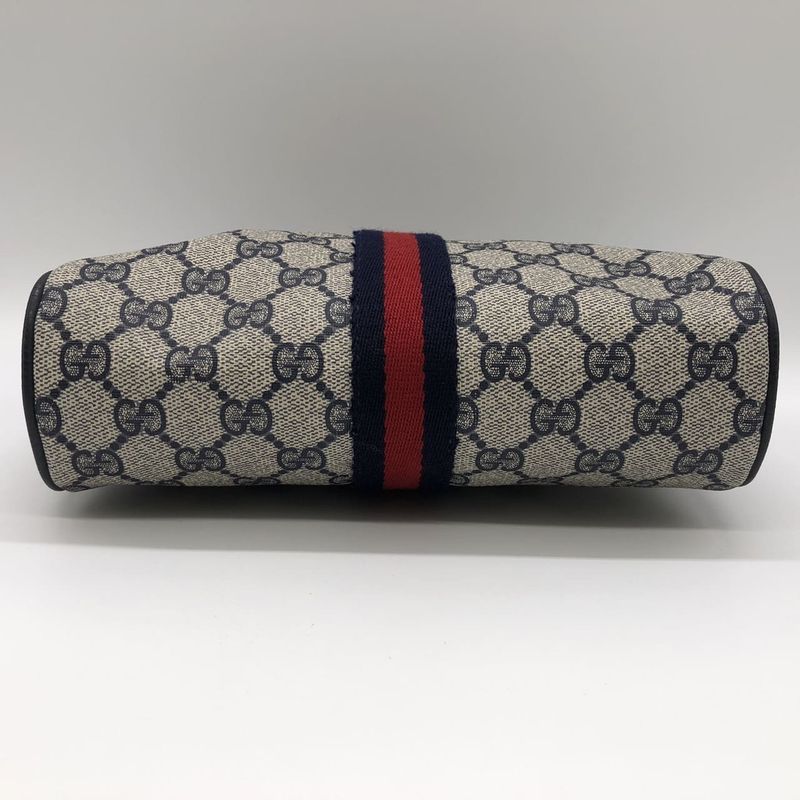 Gucci Clutch Bag Second Bag Pouch GG Supreme Vintage Old Gucci Navy Ladies Men