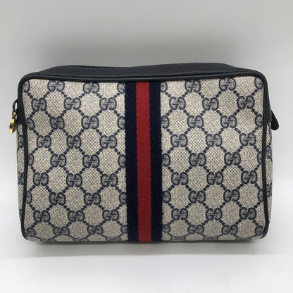 Gucci Clutch Bag Second Bag Pouch GG Supreme Vintage Old Gucci Navy Ladies Men