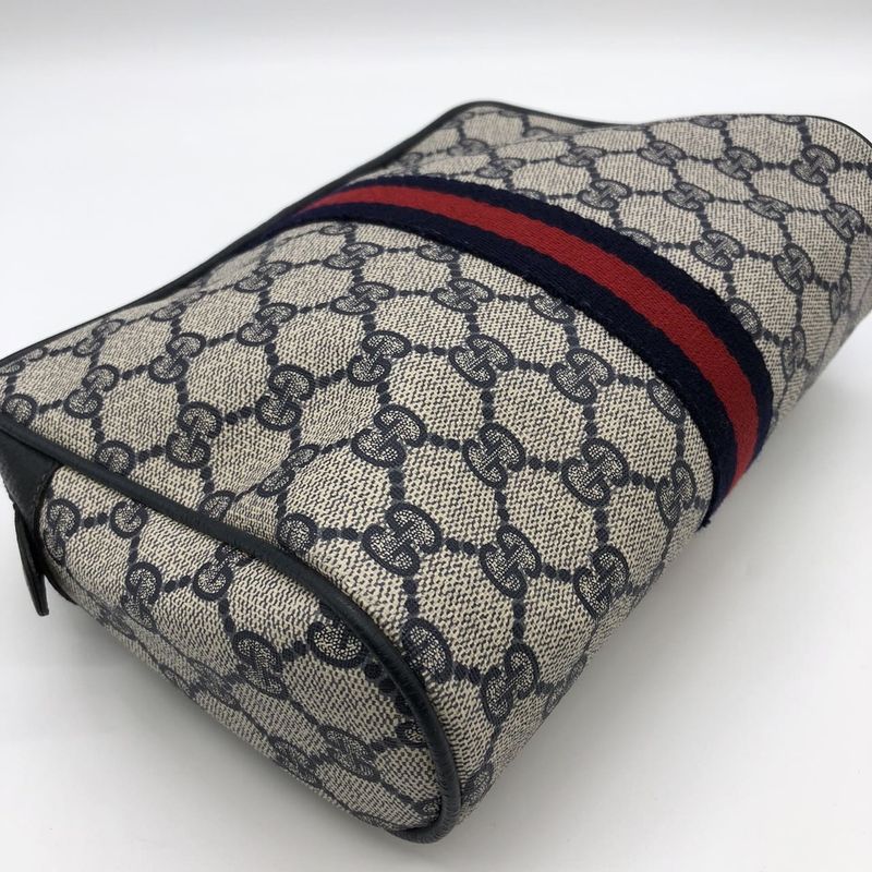Gucci Clutch Bag Second Bag Pouch GG Supreme Vintage Old Gucci Navy Ladies Men