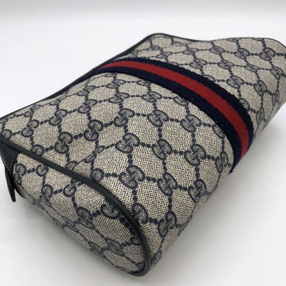 Gucci Clutch Bag Second Bag Pouch GG Supreme Vintage Old Gucci Navy Ladies Men
