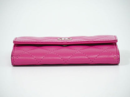 Authentic Chanel Coco Mark Matelasse Card Case Business Card Holder Lambskin