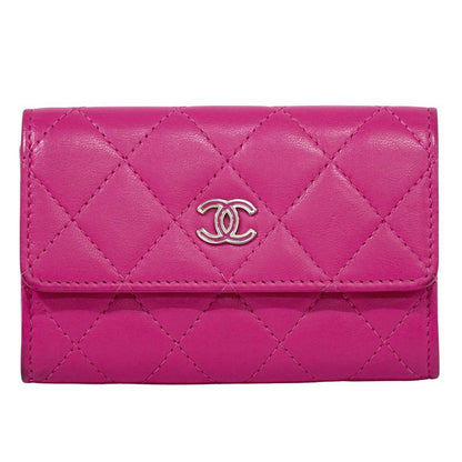 Authentic Chanel Coco Mark Matelasse Card Case Business Card Holder Lambskin