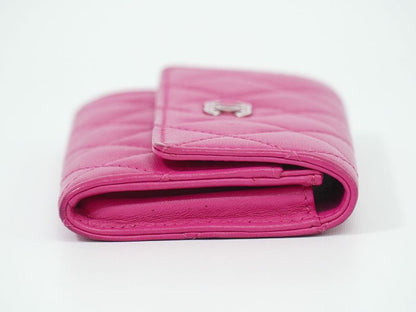 Authentic Chanel Coco Mark Matelasse Card Case Business Card Holder Lambskin