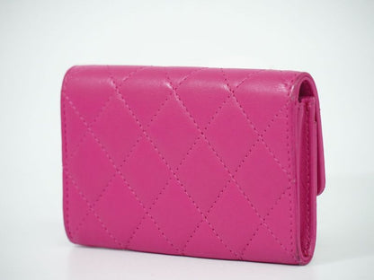 Authentic Chanel Coco Mark Matelasse Card Case Business Card Holder Lambskin