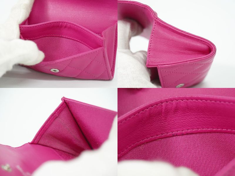 Authentic Chanel Coco Mark Matelasse Card Case Business Card Holder Lambskin