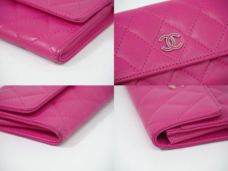 Authentic Chanel Coco Mark Matelasse Card Case Business Card Holder Lambskin