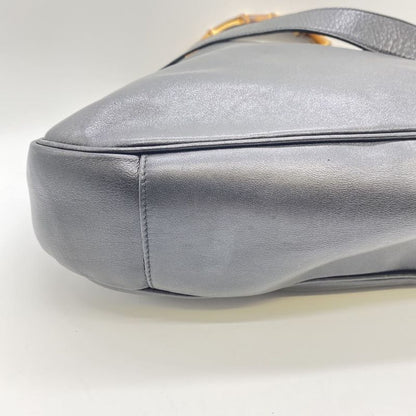 Gucci Handbag Shoulder Bag 2way Bamboo Leather Black Old Gucci Vintage Ladies