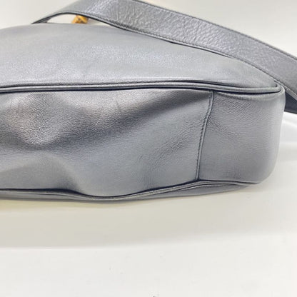 Gucci Handbag Shoulder Bag 2way Bamboo Leather Black Old Gucci Vintage Ladies