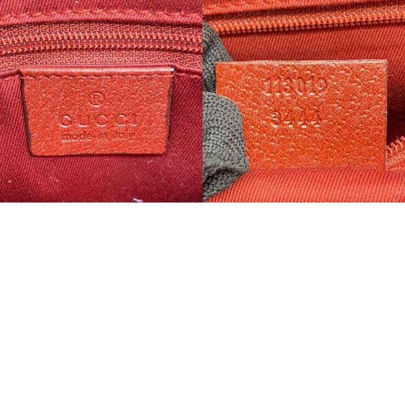 Gucci 113019 Tote Handbag GG Canvas Leather Red Ladies Men Vintage Fashion USED