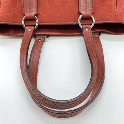 Gucci 113019 Tote Handbag GG Canvas Leather Red Ladies Men Vintage Fashion USED