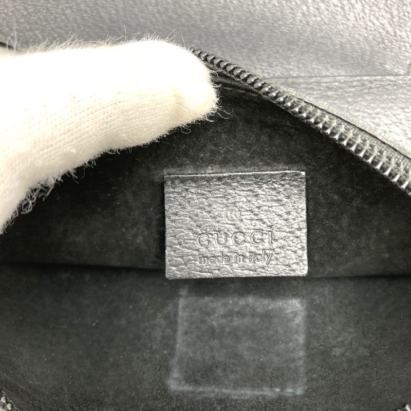 Gucci Old Gucci 00-1880 Bamboo Shoulder Bag Handbag With Pouch Black Leather