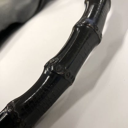 Gucci Old Gucci 00-1880 Bamboo Shoulder Bag Handbag With Pouch Black Leather