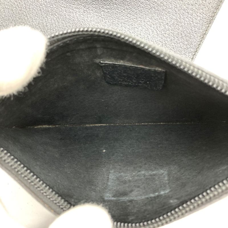 Gucci Old Gucci 00-1880 Bamboo Shoulder Bag Handbag With Pouch Black Leather