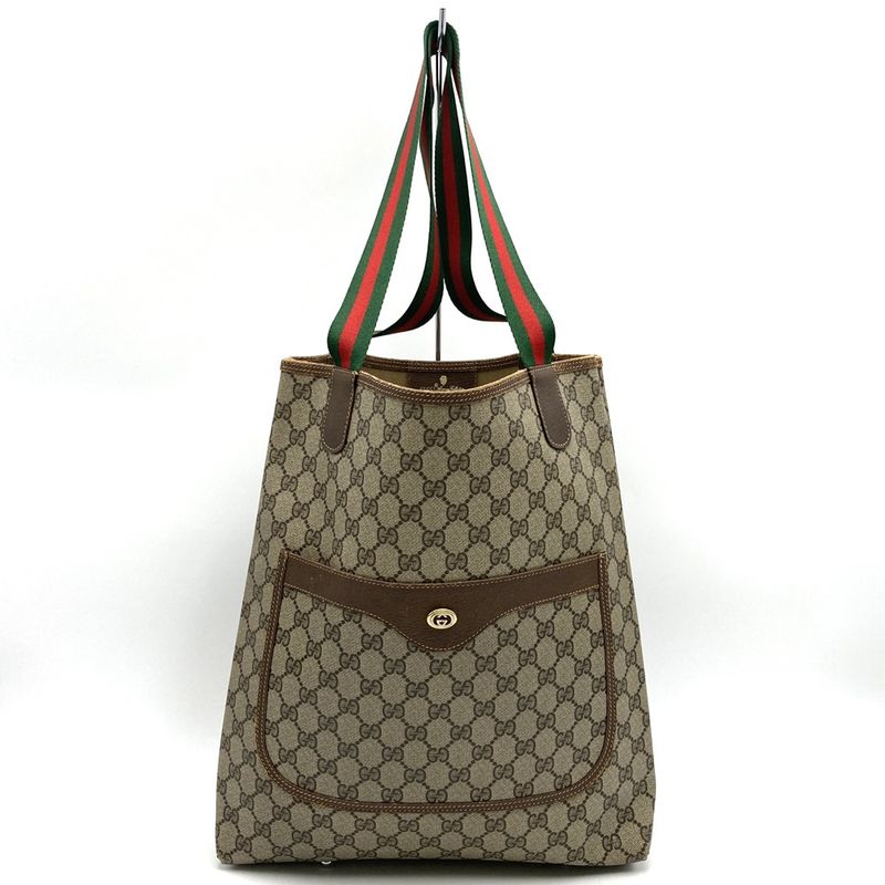Gucci Old Gucci 89.02.003 Tote Bag Sherry Line GG Supreme Brown Ladies Men