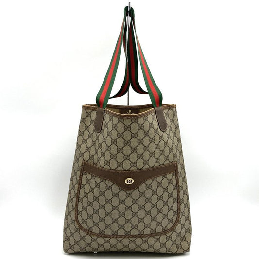 Gucci Old Gucci 89.02.003 Tote Bag Sherry Line GG Supreme Brown Ladies Men