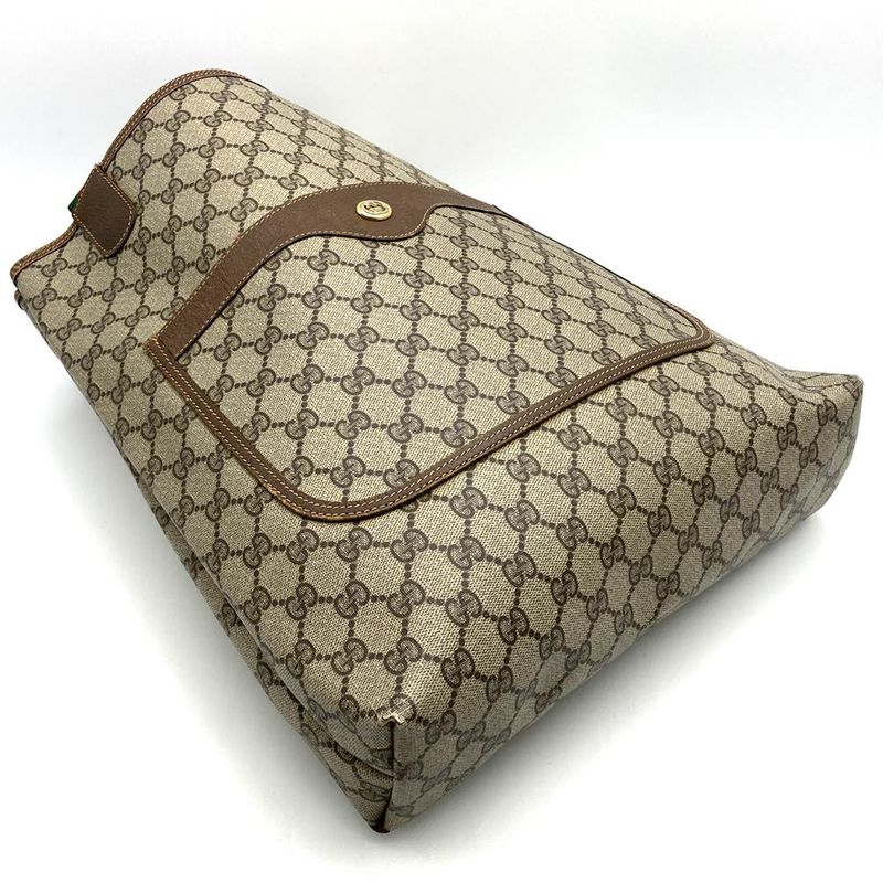 Gucci Old Gucci 89.02.003 Tote Bag Sherry Line GG Supreme Brown Ladies Men