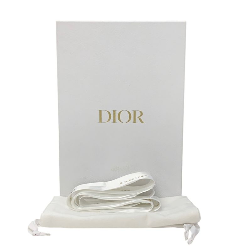 Christian DIOR DWAY Sandals Shoes Fabric White Black Mules Embroidery Logo