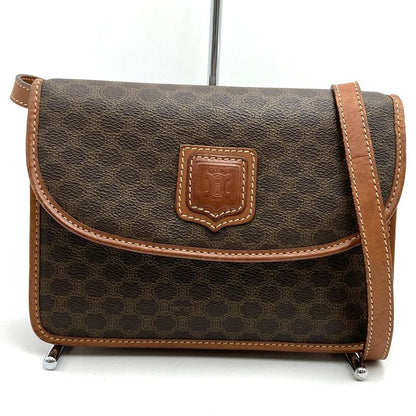 Celine M11 Macadam Shoulder Bag PVC Leather Brown Ladies Men Fashion Vintage