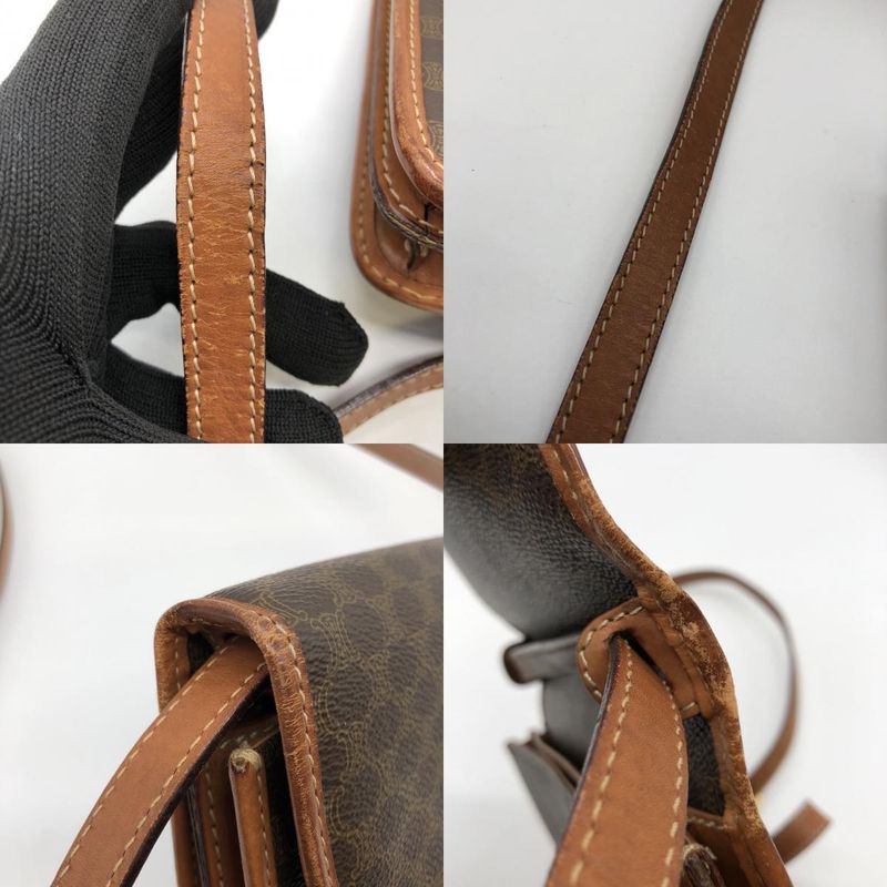 Celine M11 Macadam Shoulder Bag PVC Leather Brown Ladies Men Fashion Vintage