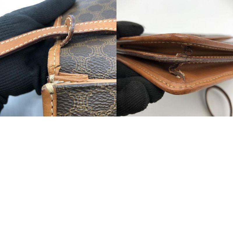 Celine M11 Macadam Shoulder Bag PVC Leather Brown Ladies Men Fashion Vintage