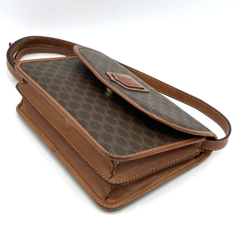 Celine M11 Macadam Shoulder Bag PVC Leather Brown Ladies Men Fashion Vintage