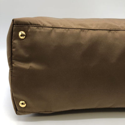 Prada Tote Handbag Shoulder Bag 2way Nylon Leather Brown Ladies Men Fashion USED