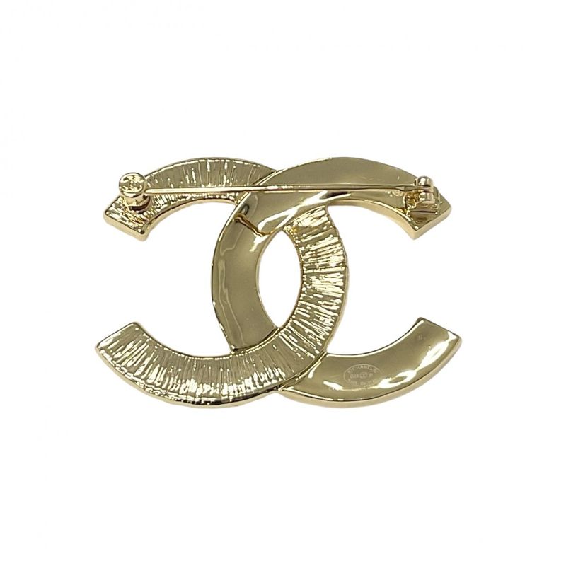 Chanel Brooch Corsage Gold Black Here Mark