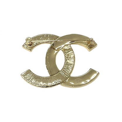Chanel Brooch Corsage Gold Black Here Mark