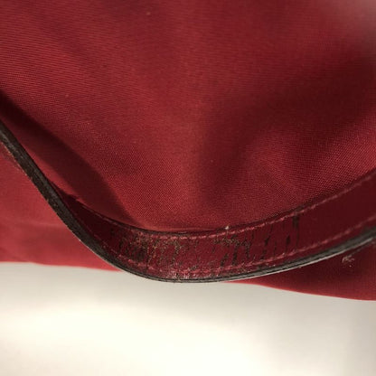 Prada Tote Handbag Nylon Leather Red Ladies Men Vintage Fashion Gift USED