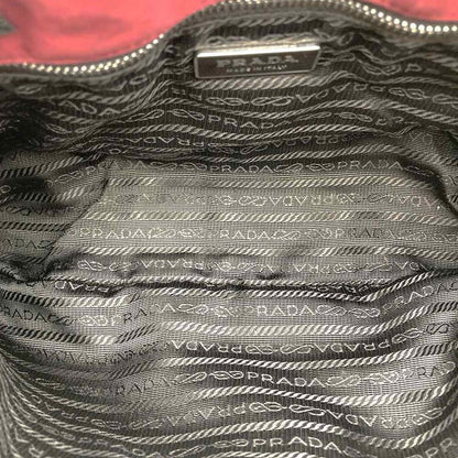 Prada Tote Handbag Nylon Leather Red Ladies Men Vintage Fashion Gift USED