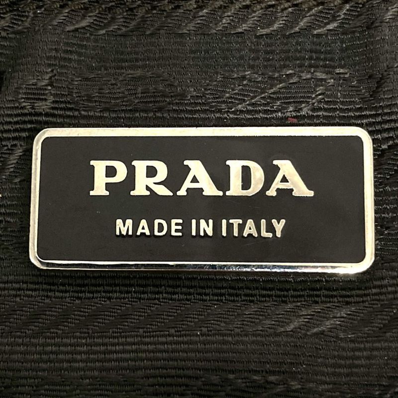 Prada Tote Handbag Nylon Leather Red Ladies Men Vintage Fashion Gift USED