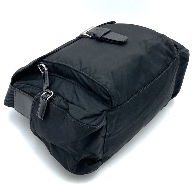 Prada Shoulder Bag Black Belt Nylon Leather Women Men Fashion Gift Vintage USED