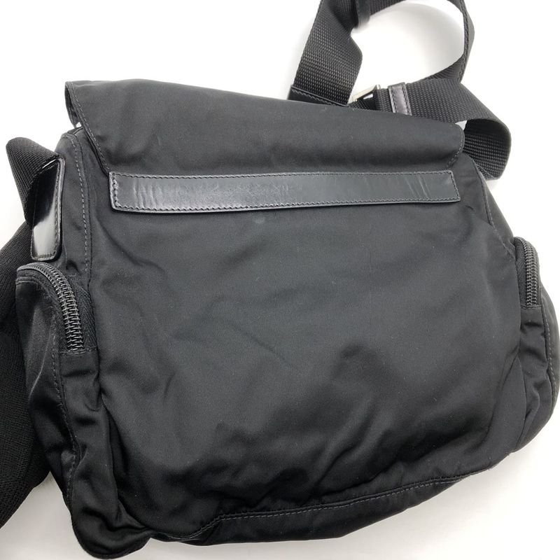 Prada Shoulder Bag Black Belt Nylon Leather Women Men Fashion Gift Vintage USED