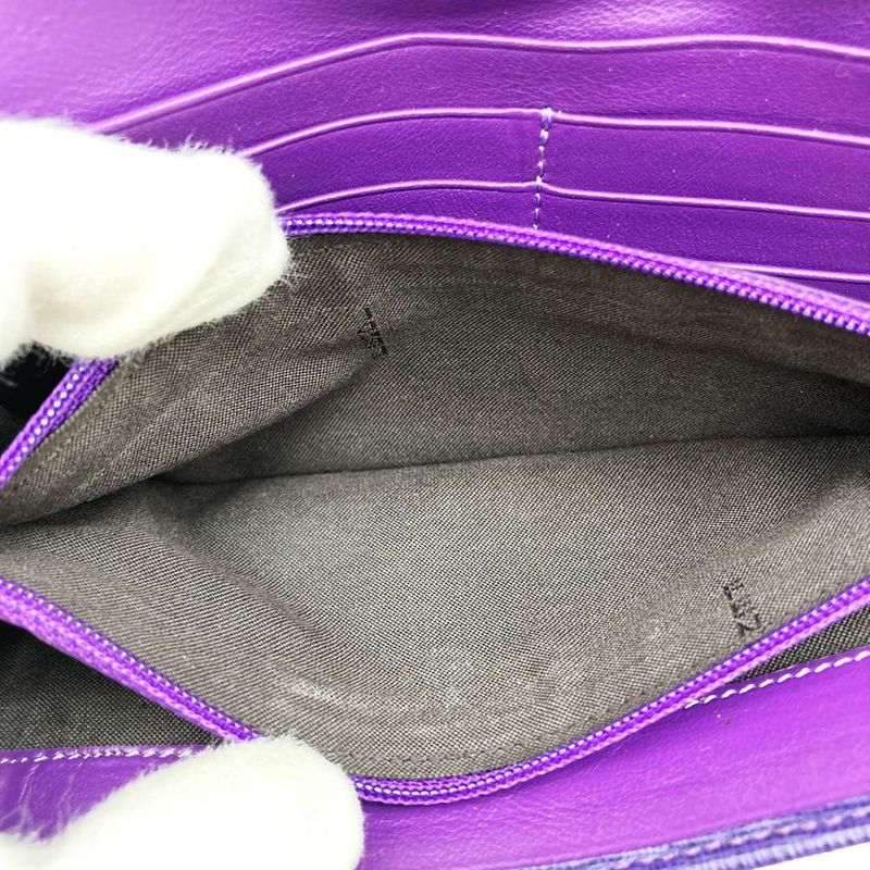 Fendi Long Wallet Zucca Canvas Leather Purple Brown Vintage Women Men Fashion