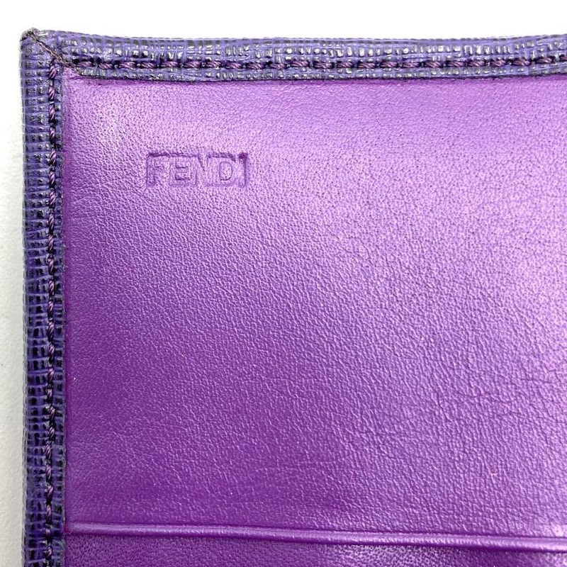 Fendi Long Wallet Zucca Canvas Leather Purple Brown Vintage Women Men Fashion