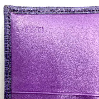Fendi Long Wallet Zucca Canvas Leather Purple Brown Vintage Women Men Fashion