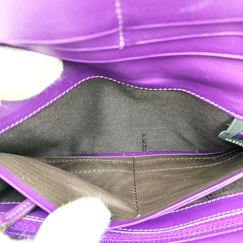 Fendi Long Wallet Zucca Canvas Leather Purple Brown Vintage Women Men Fashion