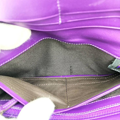 Fendi Long Wallet Zucca Canvas Leather Purple Brown Vintage Women Men Fashion