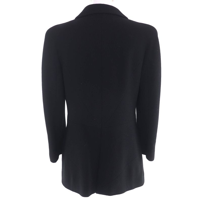 CHANEL Vintage 97A P09353 100% Wool Coco Mark Button Zip Up Coat Medium Length