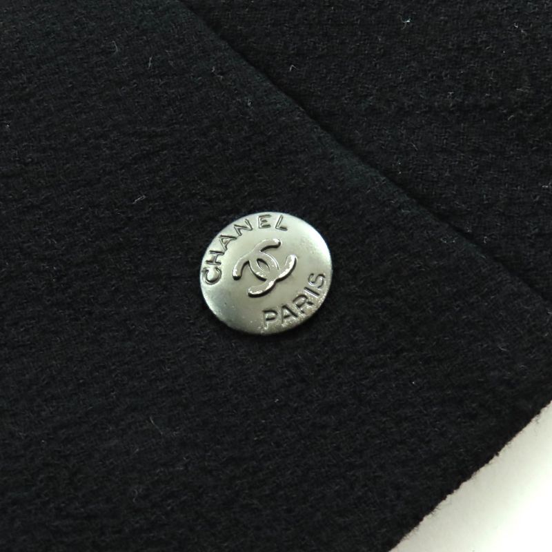 CHANEL Vintage 97A P09353 100% Wool Coco Mark Button Zip Up Coat Medium Length