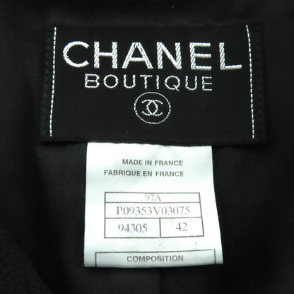 CHANEL Vintage 97A P09353 100% Wool Coco Mark Button Zip Up Coat Medium Length