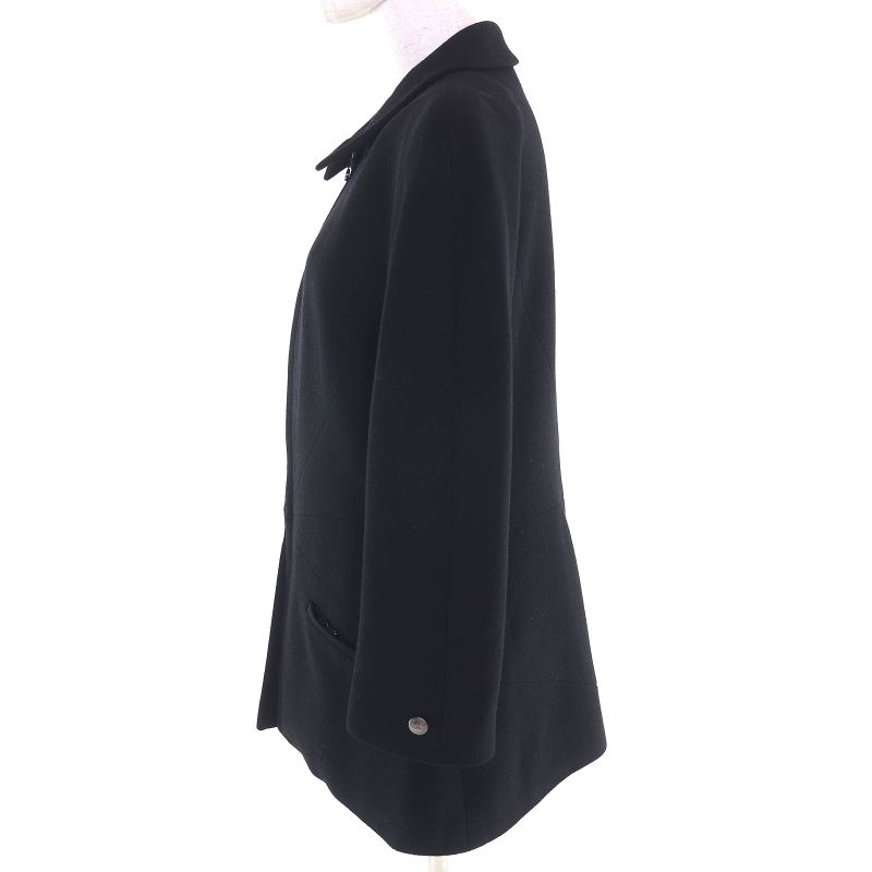 CHANEL Vintage 97A P09353 100% Wool Coco Mark Button Zip Up Coat Medium Length