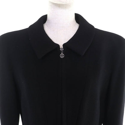 CHANEL Vintage 97A P09353 100% Wool Coco Mark Button Zip Up Coat Medium Length