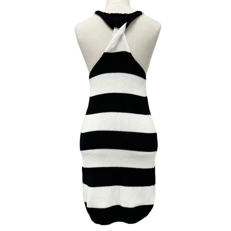 Louis Vuitton Dress Cotton Black White Logo Patch Border
