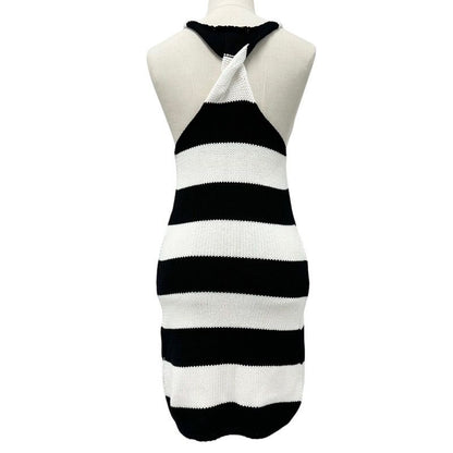 Louis Vuitton Dress Cotton Black White Logo Patch Border