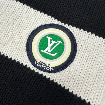 Louis Vuitton Dress Cotton Black White Logo Patch Border