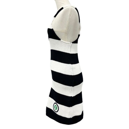 Louis Vuitton Dress Cotton Black White Logo Patch Border